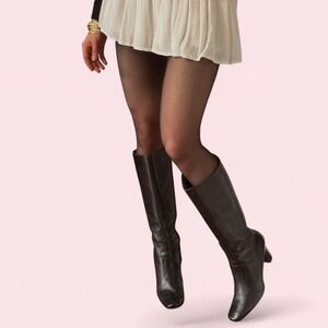 Bandolino Black Leather Knee-High Heeled Boots